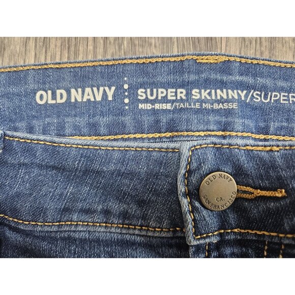 Old Navy Jeans Womens 12 Blue Super Skinny Mid Rise Stretch Denim Classic Style - Picture 4 of 10